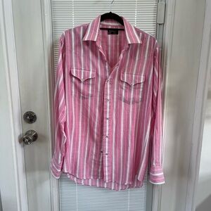 Classic Casual Pink and White Button Down Shirt